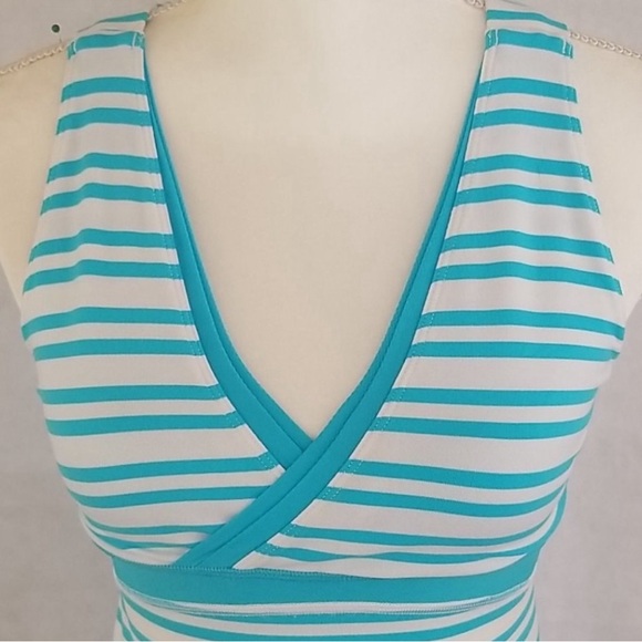 EUC 💎 Lululemon Deep V Athletic Tank Twin Stripe Spry Blue / Spry Blue Size 4 - Picture 5 of 5
